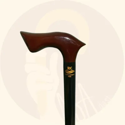 عصای کاواگنینی ایتالیا ترزا مدل آنتیک دسته مشکی تنه قهوه‌ای کد SA0011
