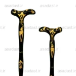 عصا سنتی نقشدار مشکی طلای B010