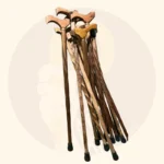 عصای چوب گردو الموت با حلقه برنجی کد SA0018