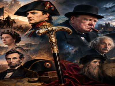 The cane of a historical figure